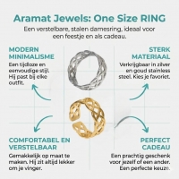 Stalen Verstelbare Open Ring - Bewerkte Schakels - 10mm - Goudkleur -
