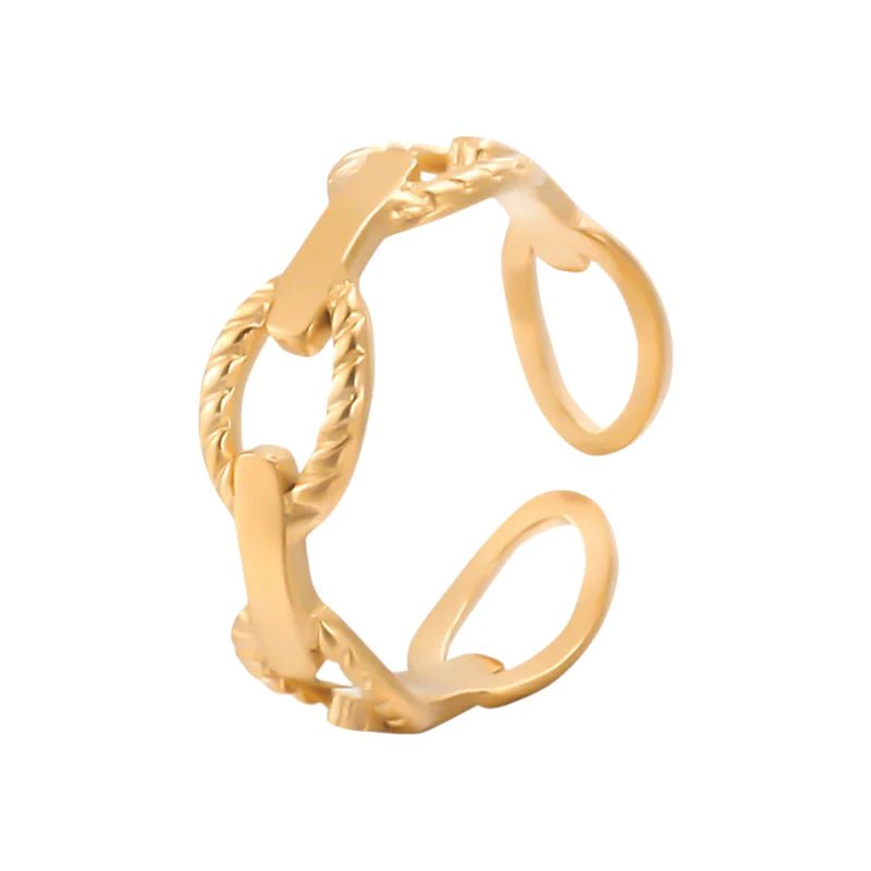 Stalen Verstelbare Open Schakel Ring - One Size - RVS - Goudkleur -