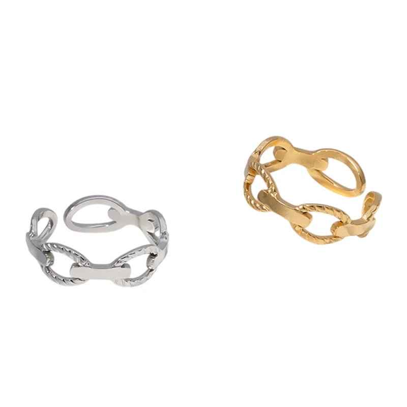 Stalen Verstelbare Open Schakel Ring - One Size - RVS - Goudkleur -