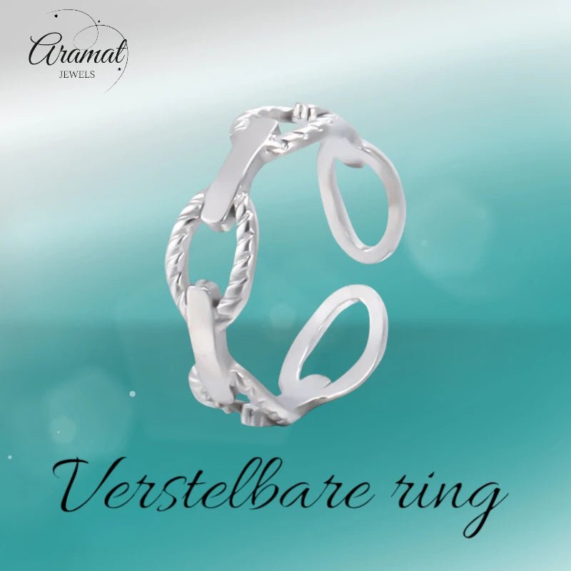 Stalen Verstelbare Open Schakel Ring - One Size - RVS - Goudkleur -