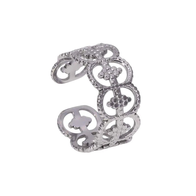 Stalen Verstelbare Ring - Polka Dot - 10mm Breed - Goudkleur -