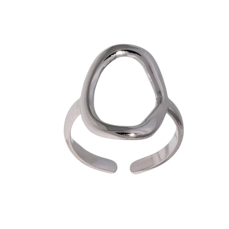 Stalen Verstelbare Ring - Ovale Cirkel - One Size - Goudkleur -