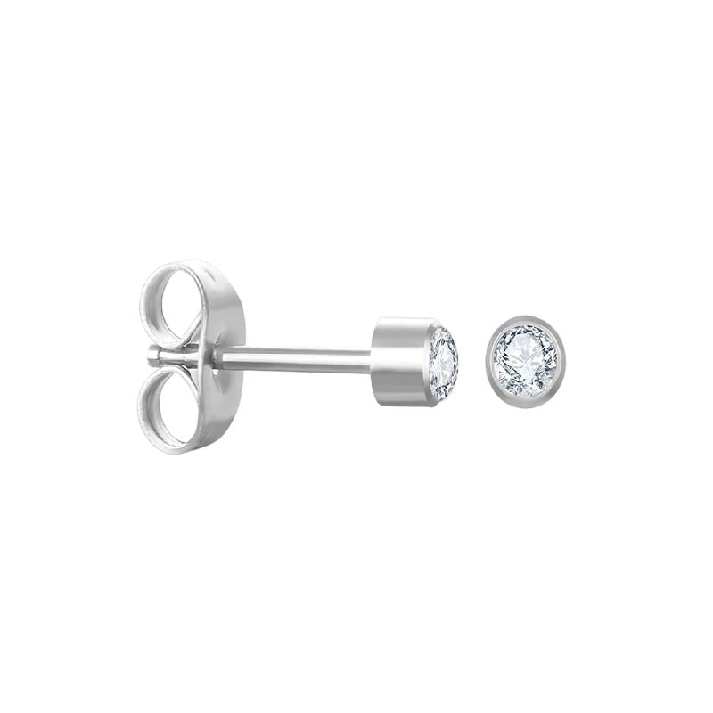 Stalen Kristallen Oorbellen - 3mm - Transparant -