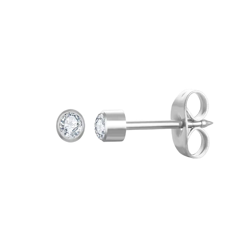 Stalen Kristallen Oorbellen - 3mm - Transparant -