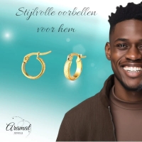 RVS Goudkleurige Oorringetjes 10mm- zigzag motief -
