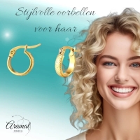 RVS Goudkleurige Oorringetjes 10mm- zigzag motief -