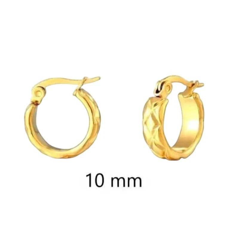 Goudkleurige Stainless Steel Oorringetjes 10mm -