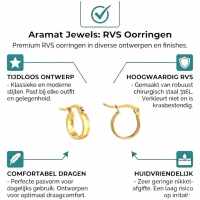 RVS Goudkleurige Oorringetjes 10mm - Blokjesmotief -