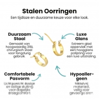 RVS Goudkleurige Oorringetjes 10mm - Blokjesmotief -