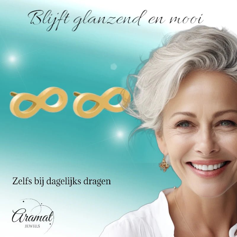 RVS Infinity Oorbellen - Goudkleur & Tijdloos -