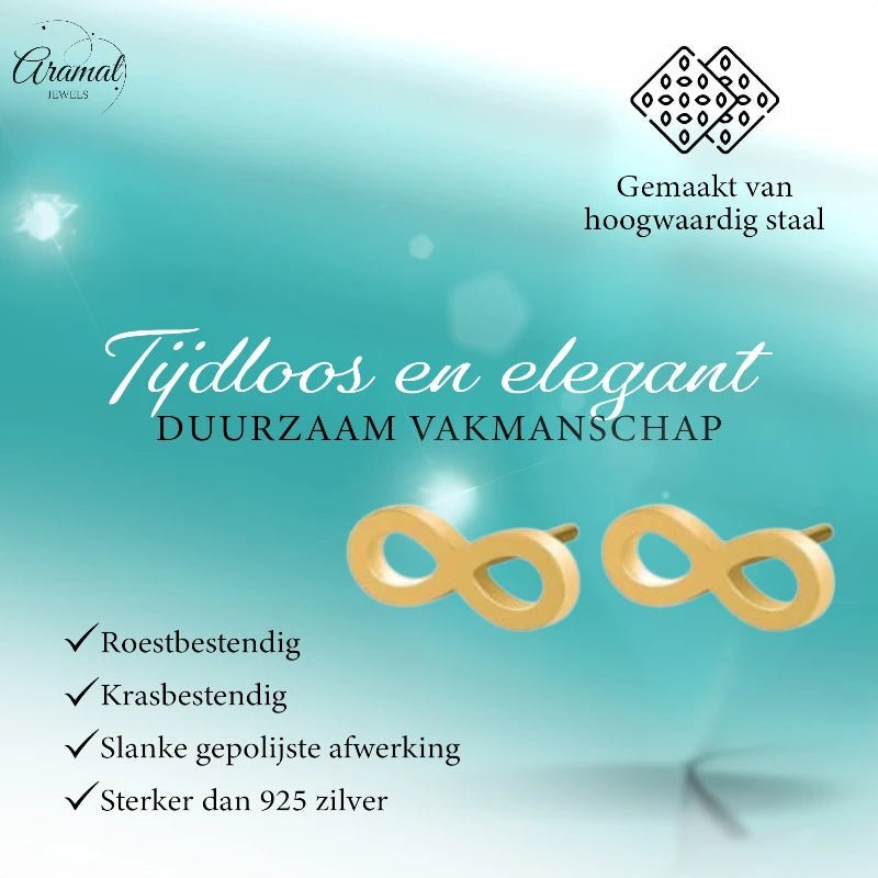 RVS Infinity Oorbellen - Goudkleur & Tijdloos -