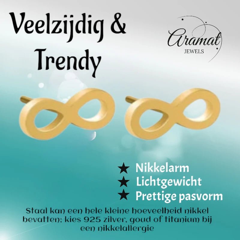 RVS Infinity Oorbellen - Goudkleur & Tijdloos -
