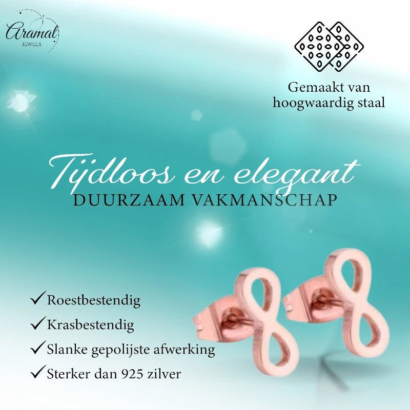 Stalen Infinity Oorbellen - Ros&Atilde;&copy;kleur & Elegant -