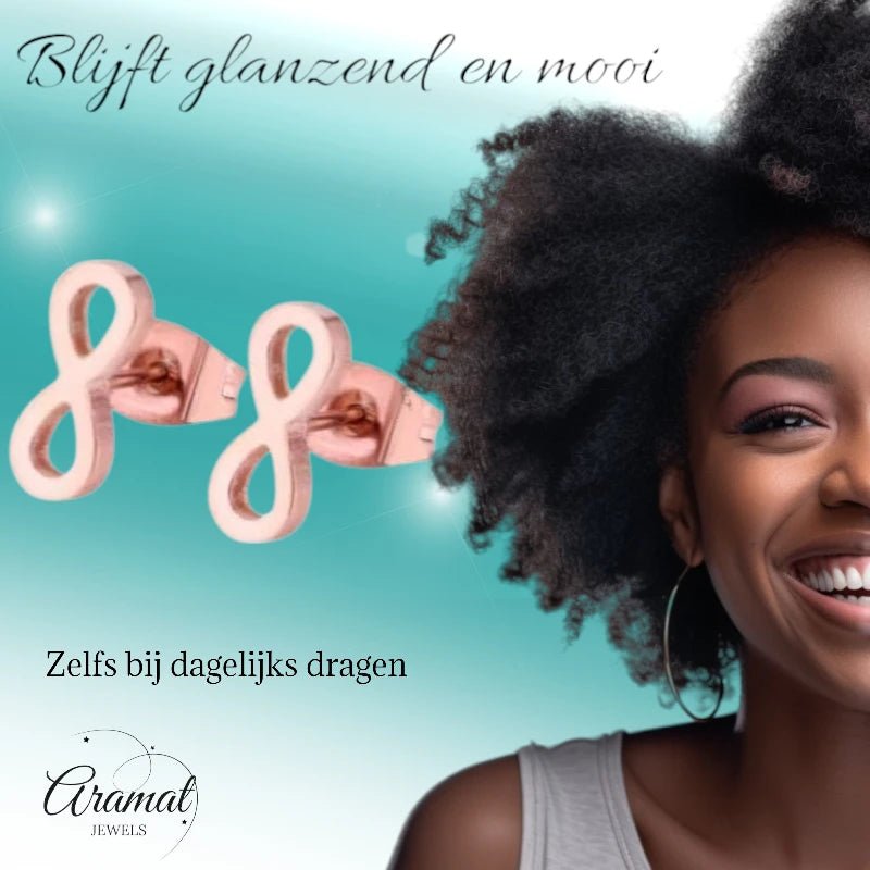 Stalen Infinity Oorbellen - Ros&Atilde;&copy;kleur & Elegant -
