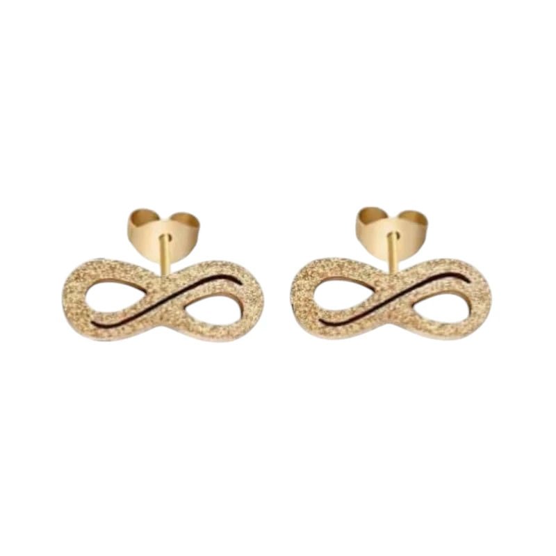 Stalen Infinity Oorbellen - Goudkleur Mat & Tijdloos -