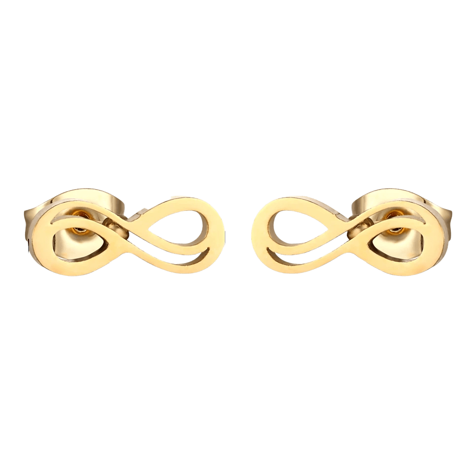 RVS Infinity Oorbellen Goudkleur 9x4mm - Forever Symbool Oorstekers -