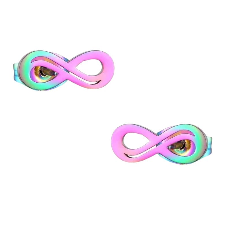 RVS Infinity Oorbellen 9x4mm Multikleur - Forever Studs -