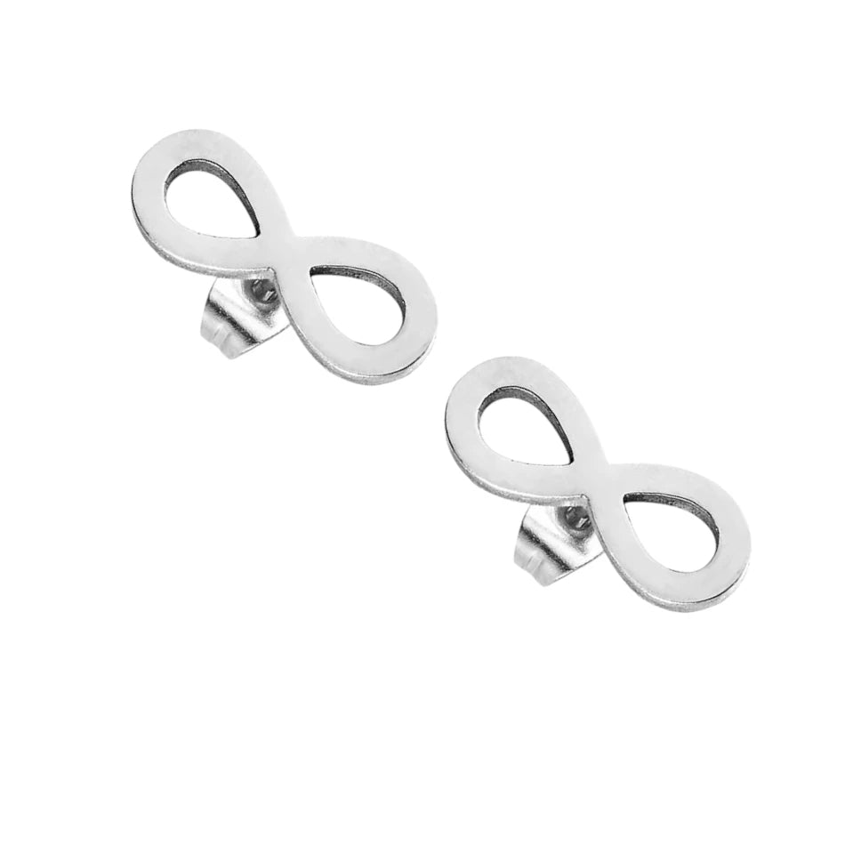 Stalen Infinity Oorbellen zilverkleurig 10x4mm -