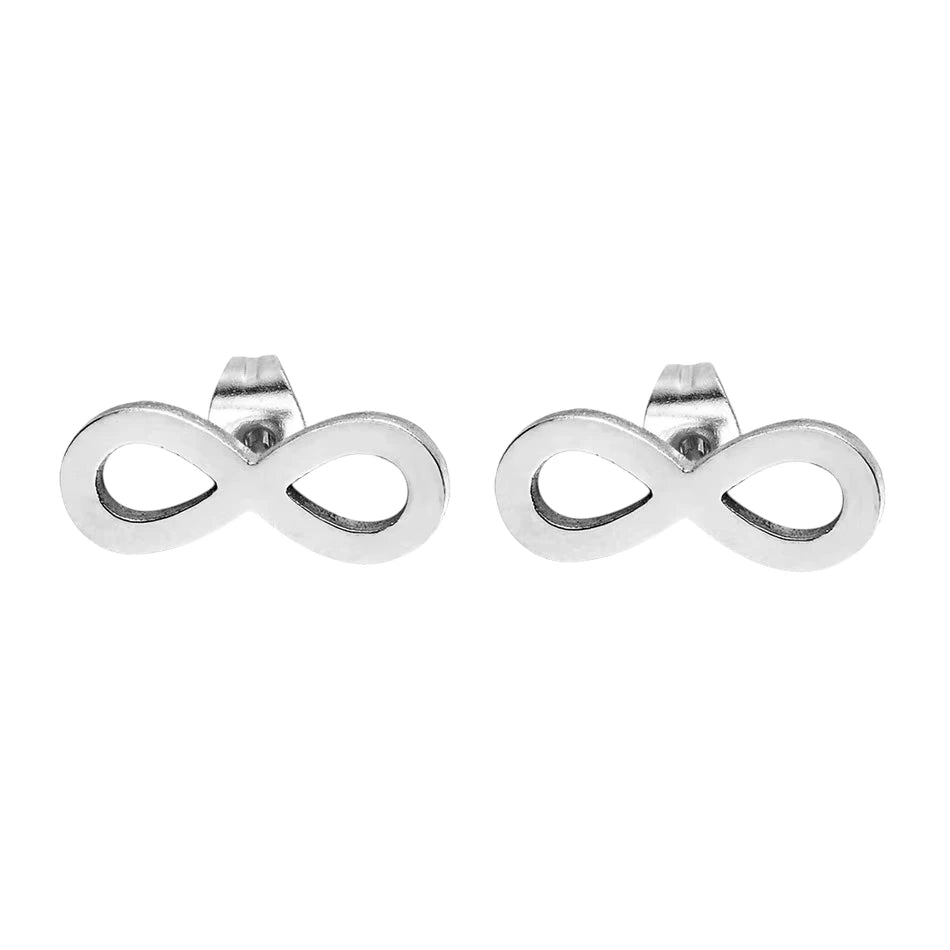 Stalen Infinity Oorbellen zilverkleurig 10x4mm -