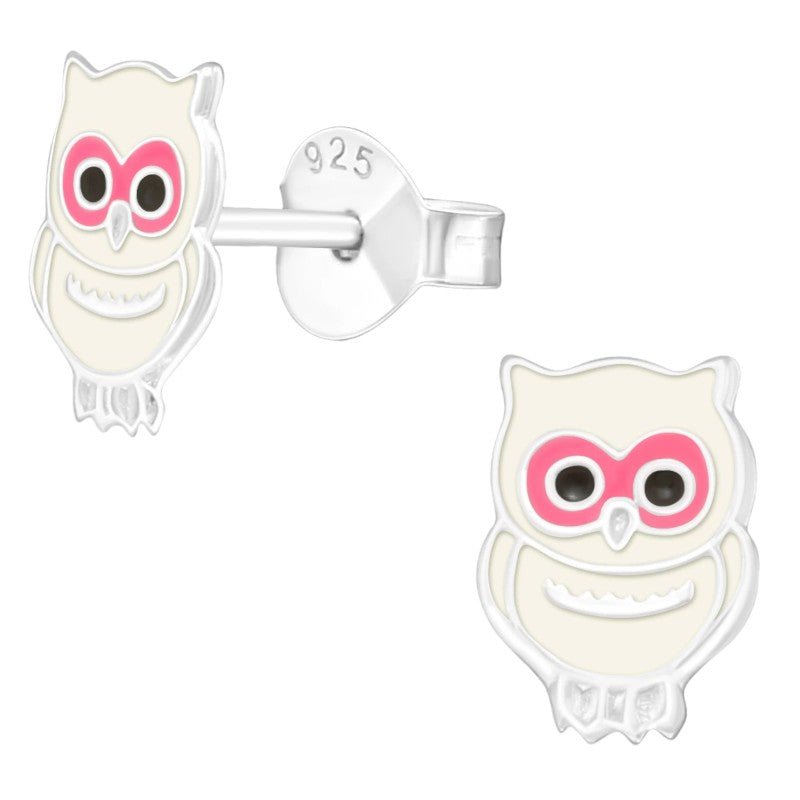 Echt Zilveren Uiltjes Oorbellen - Wit Emaille - Geschenk -