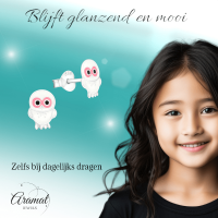 Zilveren Uiltjes Oorbellen - Wit/Roze Emaille - Cadeau -