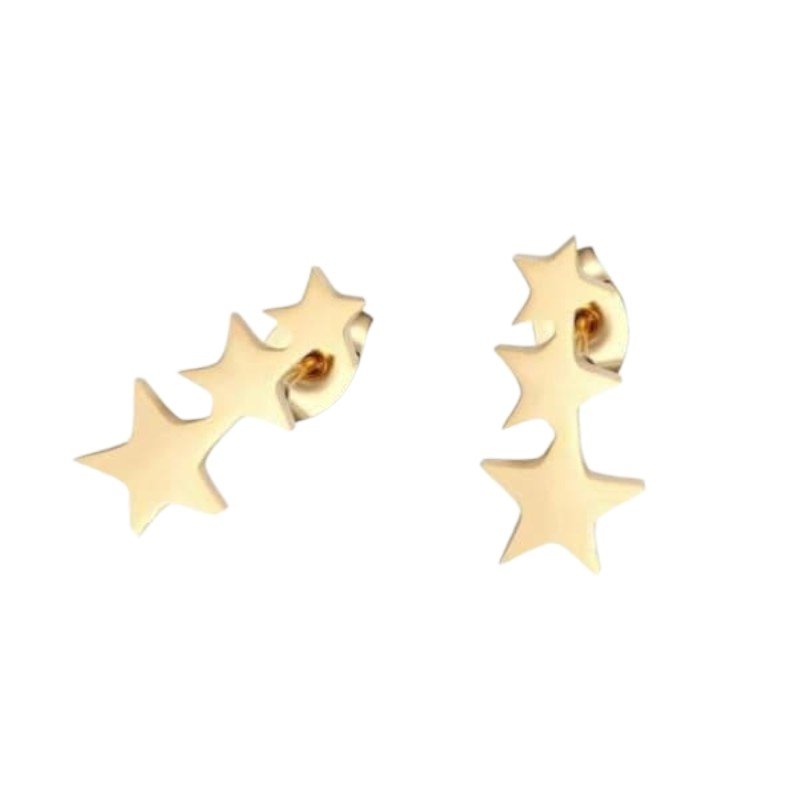 Stalen Goudkleurige Sterren Oorbellen - Perfect Cadeautje -