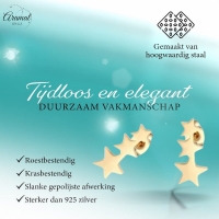 Stalen Goudkleurige Sterren Oorbellen - Perfect Cadeautje -