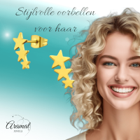 Stalen Goudkleurige Sterren Oorbellen - Hip & Tijdloos -