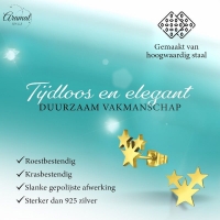RVS Goudkleurige Sterren Oorbellen - Uniseks & Feestelijk -