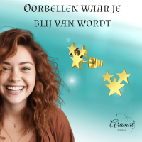 RVS Goudkleurige Sterren Oorbellen - Uniseks & Feestelijk -