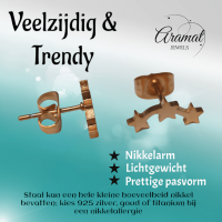 Stainless Steel Ros&Atilde;&copy;kleurige Sterren Oorbellen - Tijdloos & Elegant -