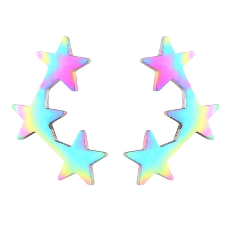 Stainless Steel Multicolor Sterren Oorbellen - Vrolijk & Uniek -