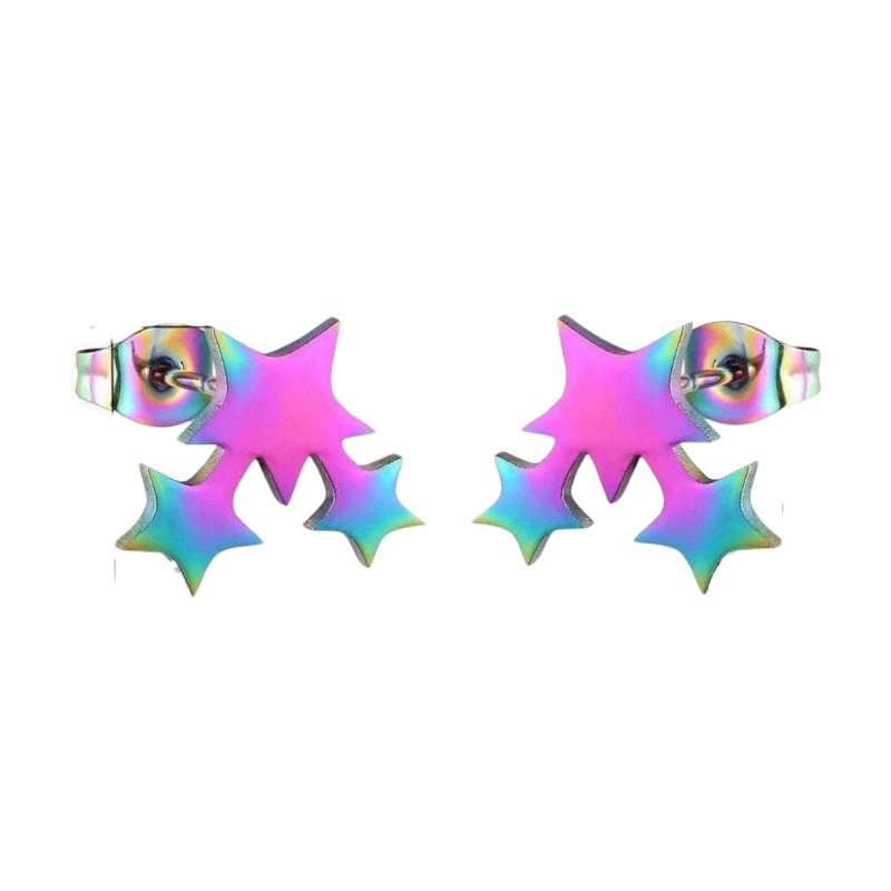 RVS Multicolor Sterren Oorbellen - Hip & Kleurrijk -
