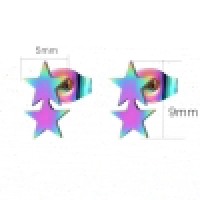 Stalen Multicolor Sterren Oorbellen - Hip & Kleurrijk -