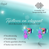 Stalen Multicolor Sterren Oorbellen - Hip & Kleurrijk -