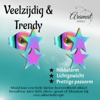 Stalen Multicolor Sterren Oorbellen - Hip & Kleurrijk -