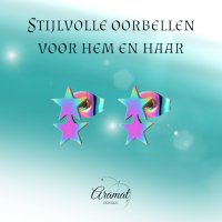 Stalen Multicolor Sterren Oorbellen - Hip & Kleurrijk -