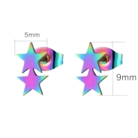 Stalen Multicolor Sterren Oorbellen - Hip & Kleurrijk -