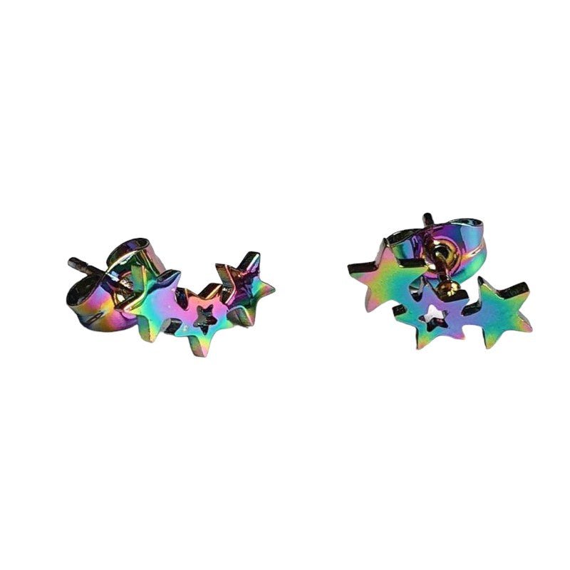Stalen Multicolor Sterren Oorbellen - Uniek & Feestelijk -