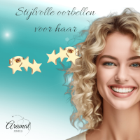 Stalen Goudkleurige 3 Sterren Oorbellen - Tijdloos Cadeau -