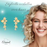 Stalen Goudkleurige Sterren Oorbellen - Tijdloos Cadeau - Goudkleur -