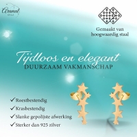 Stalen Goudkleurige Sterren Oorbellen - Tijdloos Cadeau - Goudkleur -