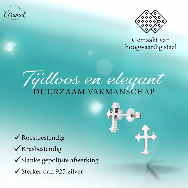 Stalen Kruisjes Oorbellen - Tijdloos & Stoer - Zilverkleur -