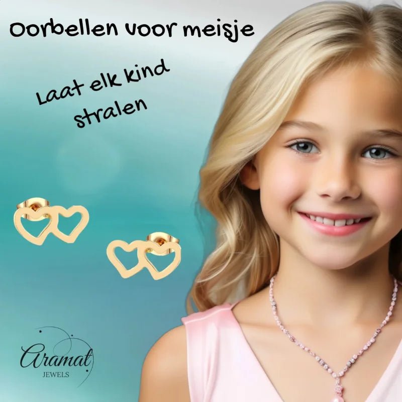 Stalen Hartjes Oorbellen - Tijdloos & Elegant - Goudkleur -