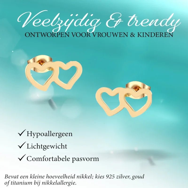 Stalen Hartjes Oorbellen - Tijdloos & Elegant - Goudkleur -