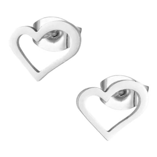 Zilverkleurige Stalen Hartjes Oorbellen &acirc;&euro;&ldquo; 10x8mm - Zilverkleur -