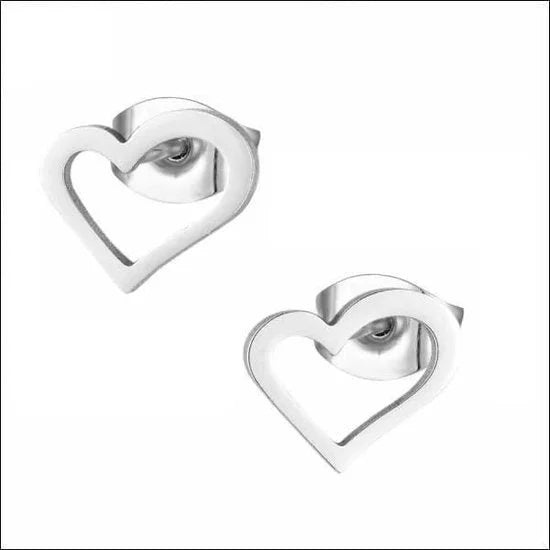 Zilverkleurige Stalen Hartjes Oorbellen &acirc;&euro;&ldquo; 10x8mm - Zilverkleur -
