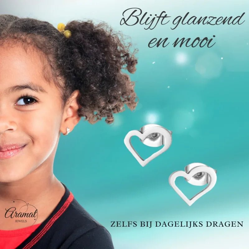 Zilverkleurige Stalen Hartjes Oorbellen &acirc;&euro;&ldquo; 10x8mm - Zilverkleur -