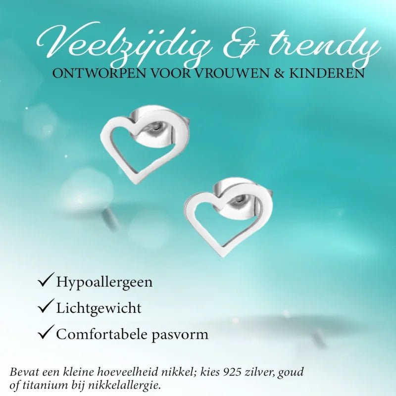 Zilverkleurige Stalen Hartjes Oorbellen &acirc;&euro;&ldquo; 10x8mm - Zilverkleur -