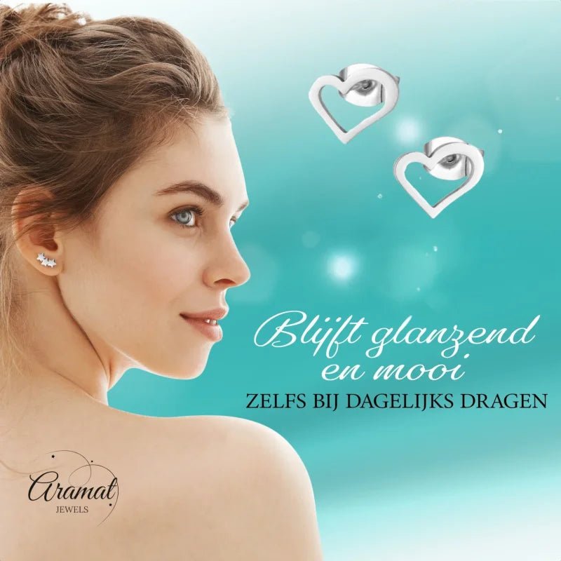 Zilverkleurige Stalen Hartjes Oorbellen &acirc;&euro;&ldquo; 10x8mm - Zilverkleur -